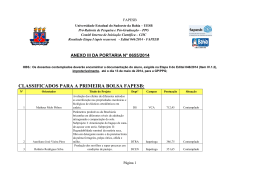 CLASSIFICADOS PARA A PRIMEIRA BOLSA FAPESB: