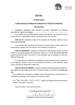 EDITAL - Munic&iacute;pio de Pa&ccedil;os de Ferreira
