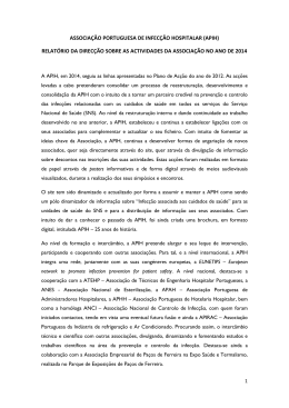 associação portuguesa de infecção hospitalar (apih) relatório da