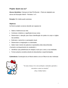 Projeto: Quem sou eu? - Projetos Pedag&oacute;gicos Din&acirc;micos
