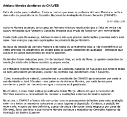 Adriano Moreira demite-se do CNAVES Falta de verba para