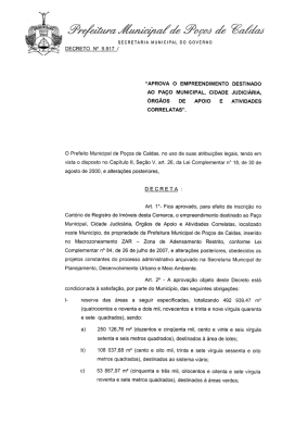 “APRovA o EMPREENDIMENTO DEsTINADo Ao PAço MUNICIPAL