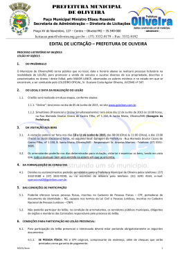 PREFEITURA MUNICIPAL DE OLIVEIRA EDITAL DE