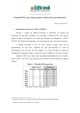 F&oacute;rmula 85/95 - Brasil, economia e governo