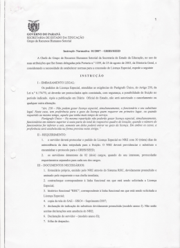 Instru&ccedil;&atilde;o Normativa n&ordm; 01/2007
