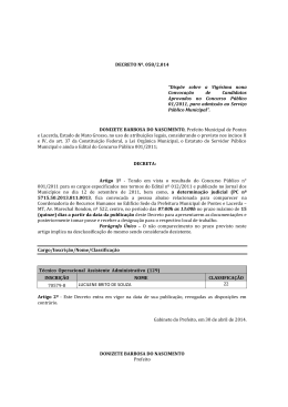 29ª Convocação do Concurso Público 2011-Decreto 058-2014