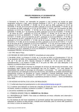 PREG&Atilde;O PRESENCIAL N&ordm; 20150004/SETUR PROCESSO N