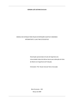 Artigo: Controle de Estoque de Pe&ccedil;as de Reposi&ccedil;&atilde;o