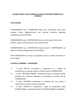 acordo geral para compra de peças, matérias-primas e/ou