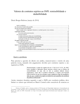 Valores de contratos sujeitos ao INPI: remissibilidade e dedutibilidade