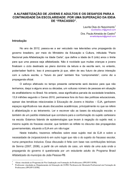 a alfabetiza&ccedil;&atilde;o de jovens e adultos e os desafios para a