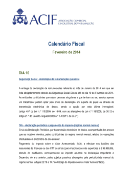 Calendário Fiscal Fevereiro de 2014 DIA 10