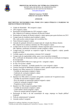 &bull; C&eacute;dula de Identidade &ndash; RG (original e c&oacute;pia) &bull; CPF (original e