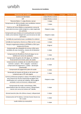 Documentos do Candidato Documentos do candidato - Uni-BH