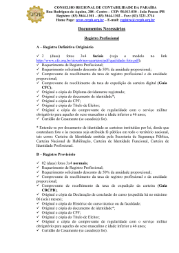 Documenta&ccedil;&atilde;o Necess&aacute;ria - CRC-PB