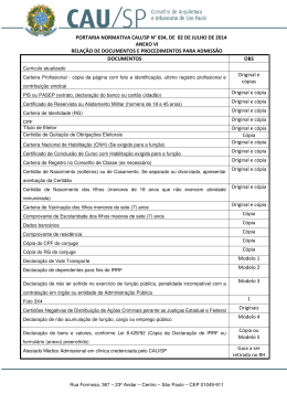 Anexo 6 &ndash; Relacao de Documentos e Procedimentos para
