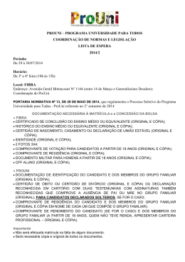 PROUNI – PROGRAMA UNIVERSIDADE PARA TODOS