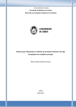 Factores que influenciam a vivência do processo terminal e de luto