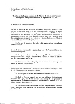 Questões suscitadas pela comunicação do MENE na AR