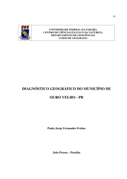 DIAGN&Oacute;STICO GEOGR&Aacute;FICO DO MUNIC&Iacute;PIO DE OURO VELHO