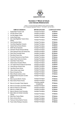 Resultados 2.&ordm; M&eacute;todo de Sele&ccedil;&atilde;o Lista Ordenada Alfabeticamente