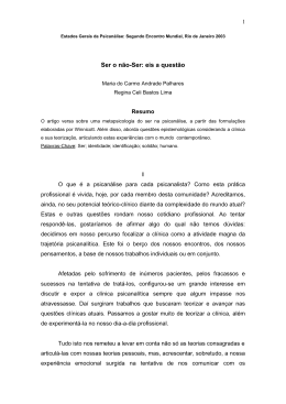 Ser o n&atilde;o-Ser: eis a quest&atilde;o - Estados Gerais da Psican&aacute;lise