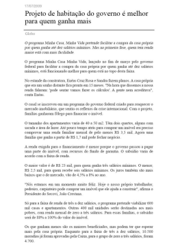 Projeto de habitação do governo é melhor para quem ganha