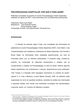 PSICOPEDAGOGIA HOSPITALAR: POR QUE E PARA QUEM?