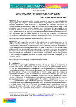 DESENVOLVIMENTO SUSTENT&Aacute;VEL PARA QUEM?