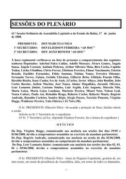 SESS&Otilde;ES DO PLEN&Aacute;RIO - Assembl&eacute;ia Legislativa da Bahia