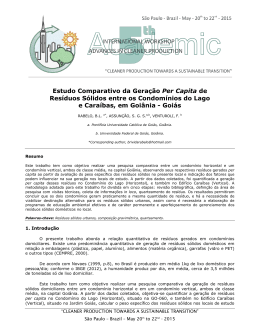 Estudo Comparativo da Gera&ccedil;&atilde;o Per Capita de Res&iacute;duos S&oacute;lidos