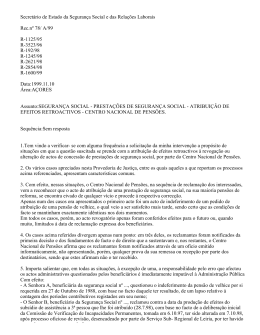 Seguran&ccedil;a Social. Presta&ccedil;&otilde;es de Seguran&ccedil;a Social. Atribui&ccedil;&atilde;o de