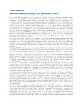 Reuni&atilde;o de Pesquisa de Soja tra&ccedil;a panorama da