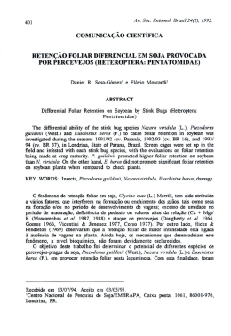 Reten&ccedil;&atilde;o foliar diferencial em soja provocada por percevejos