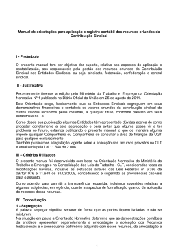 Manual de orientações para aplicação e registro contábil dos