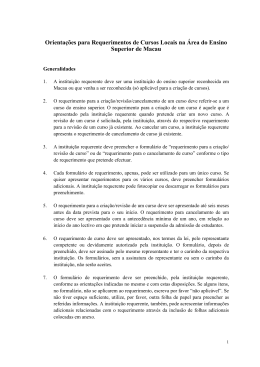 Orientações para Requerimentos de Cursos Locais na Á rea do