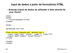 Input de dados a partir de formul&aacute;rios HTML