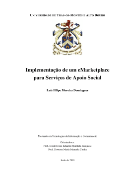 Implementa&ccedil;&atilde;o de um eMarketplace para Servi&ccedil;os de Apoio Social