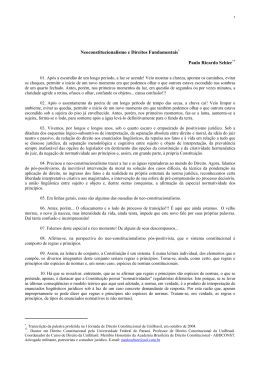 Neoconstitucionalismo e Direitos Fundamentais* Paulo Ricardo