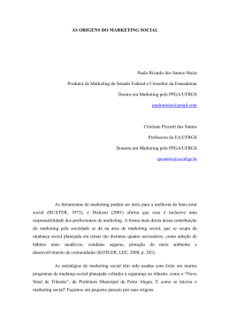 AS ORIGENS DO MARKETING SOCIAL Paulo Ricardo dos Santos