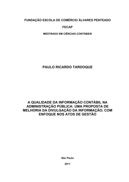 A qualidade da informa&ccedil;&atilde;o cont&aacute;bil na administra&ccedil;&atilde;o p&uacute;blica: uma