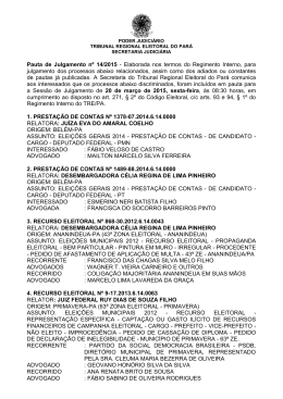Pauta de Julgamento nº 14/2015 - Tribunal Regional Eleitoral do Pará