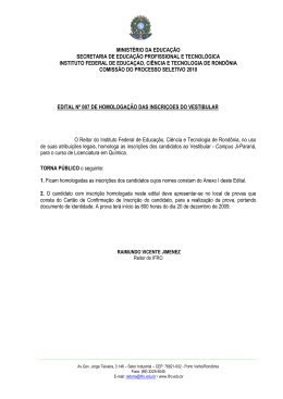 Edital de Homologa&ccedil;&atilde;o das Inscri&ccedil;&otilde;es Vestibular Ji-Paran&aacute;