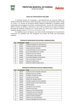 Edital de Convoca&ccedil;&atilde;o - Puxinan&atilde; - T&iacute;tulos