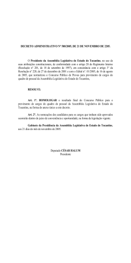 Homologação do Concurso - Assembleia Legislativa do Estado do