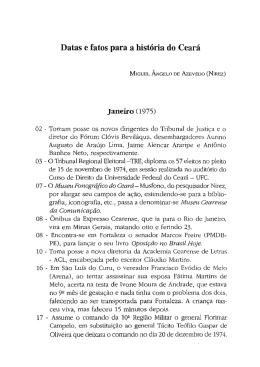 Datas e fatos para a hist&oacute;ria do Cear&aacute;