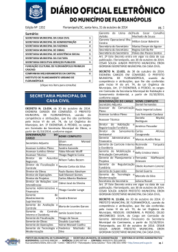 DI&Aacute;RIO OFICIAL ELETR&Ocirc;NICO - Prefeitura Municipal de Florian&oacute;polis