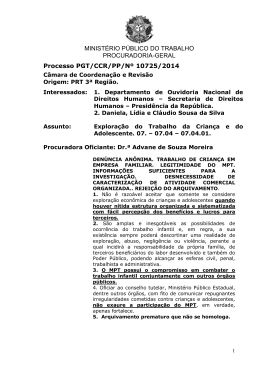 Processo PGT/CCR/nº 10725/2014 - Ministério Público do Trabalho