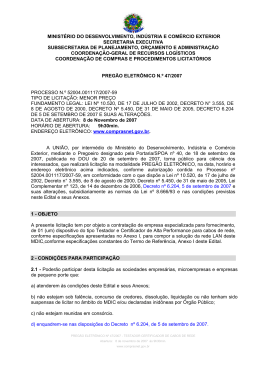do Edital - Minist&eacute;rio do Desenvolvimento, Ind&uacute;stria e