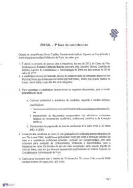 EDITAL - 2al fase de candidaturas Olimpio de Jesus Pereira Sousa